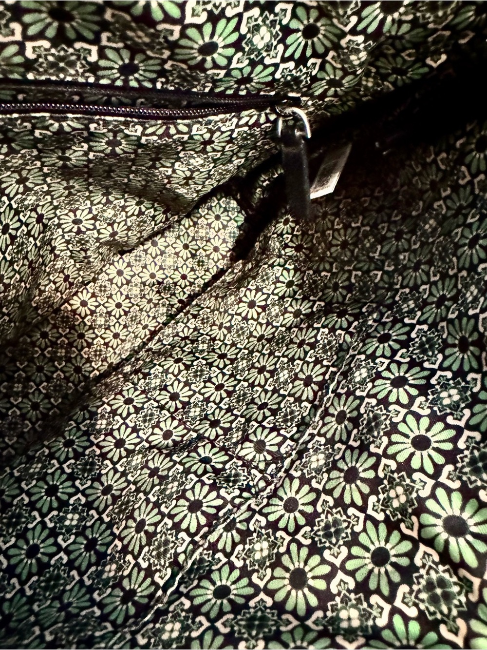 Vera Bradley Black Quilted Tote with Pink & Green Floral Print - Picture 6 of 7